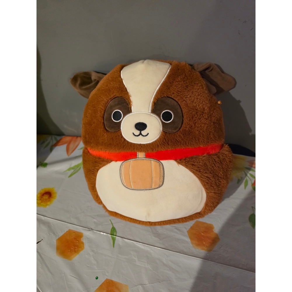 Squishmallows Fuzz-A-Mallows Bernie the St Bernard Dog Brown White Plush 12 inch